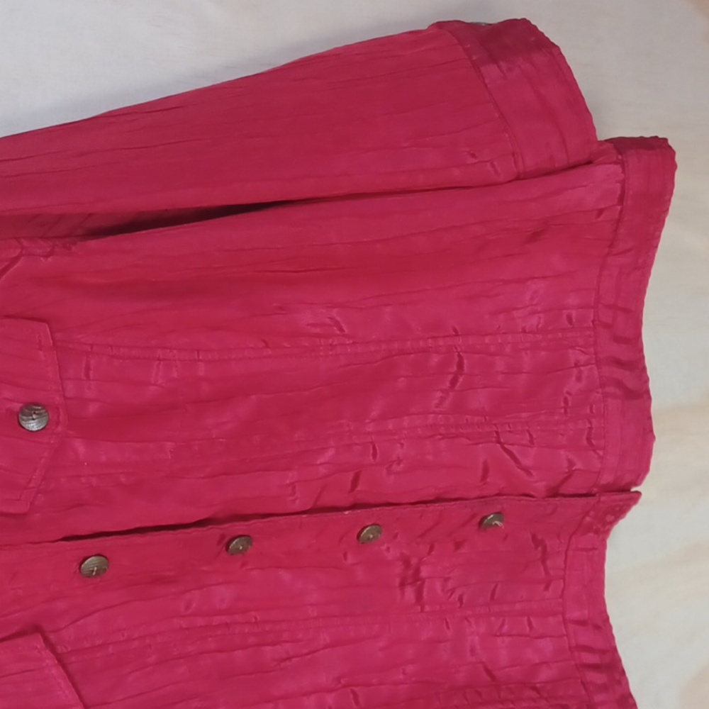 Ruby Rd. Red Crinkle Lighteight Jacket, Button Fr… - image 5